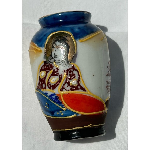 Vintage Made In Occupied Japan Hand Painted‎ Miniature Vase W/Japanese Figure X2 - Picture 10 of 10